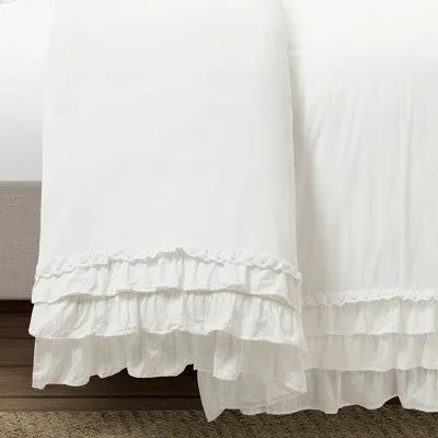 New - Lush Décor 3pc Full/Queen Ella Ruffle Duvet Bedding Set White