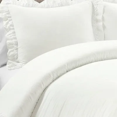 New - Lush Décor 3pc Full/Queen Ella Ruffle Duvet Bedding Set White