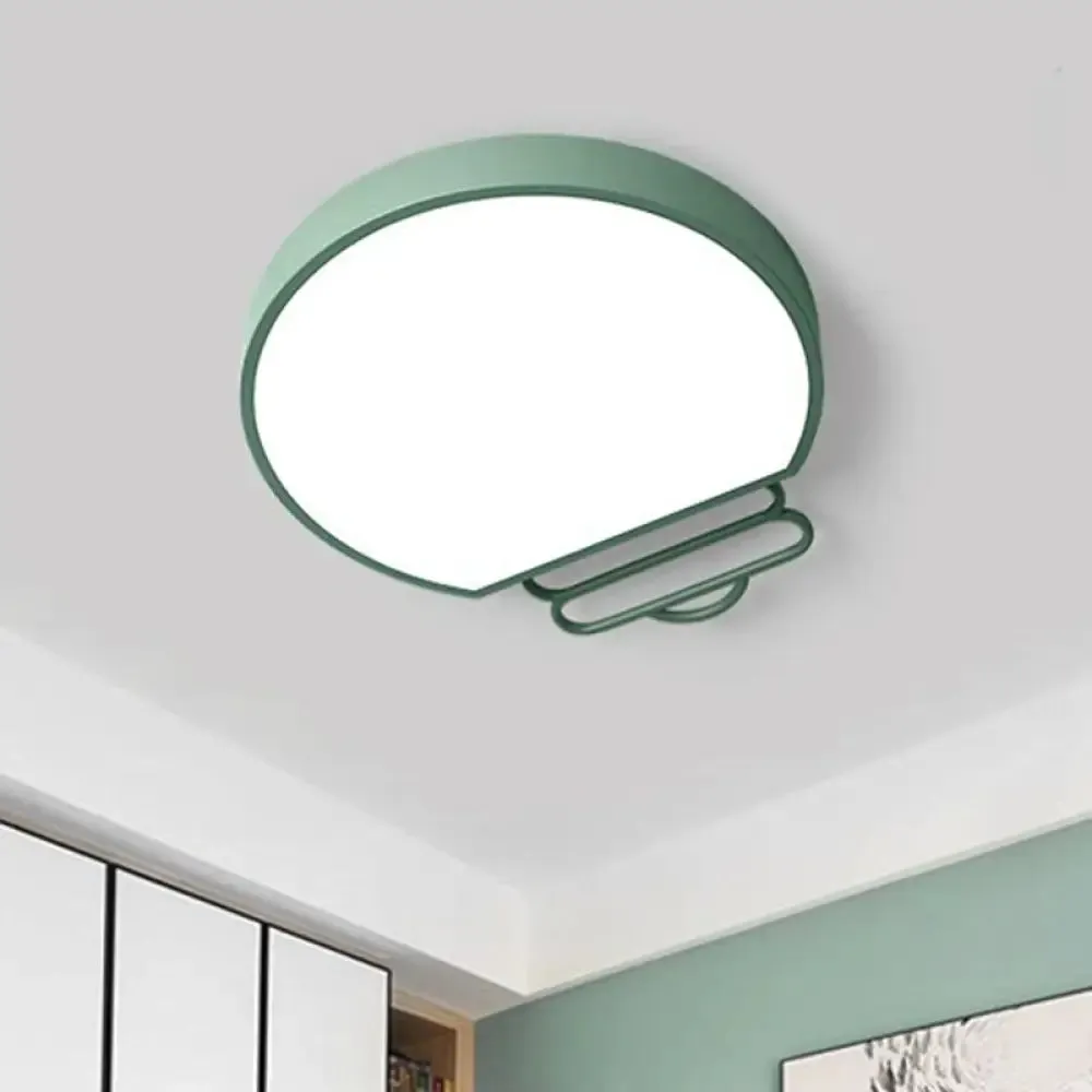 Nordic LED Flush Mount Ceiling Lamp with Acrylic Shade and White/Green/Grey Bulb Shape