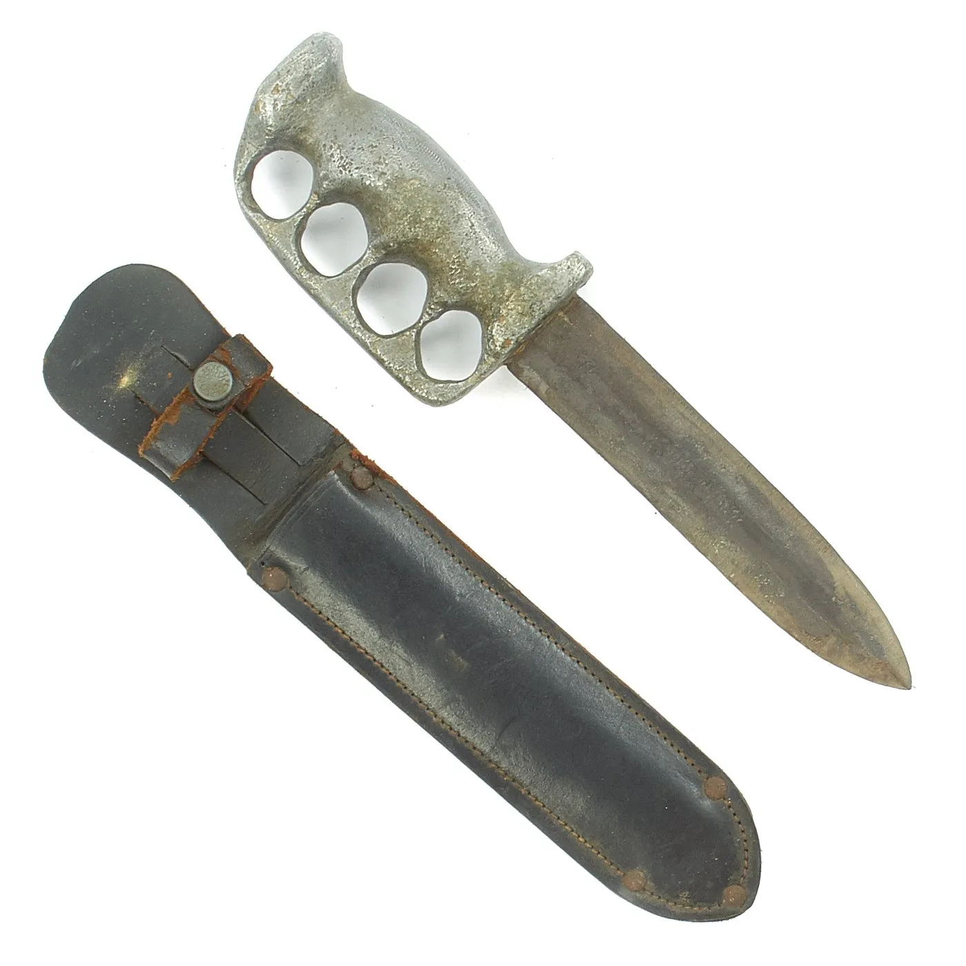 Original U.S. WWII Custom Knuckle Duster Fighting Knife As Seen in Book Signed By Author - Page 303