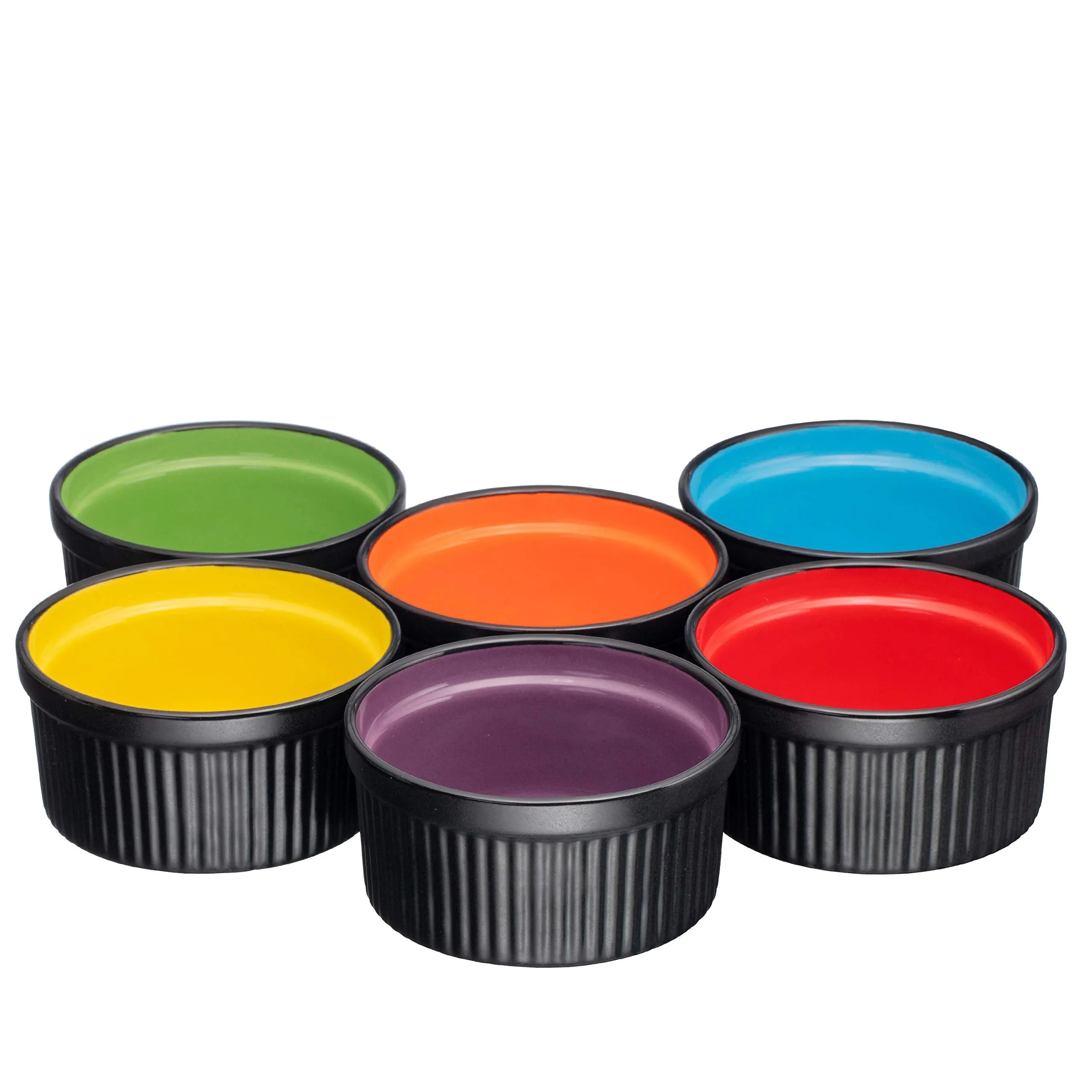 Oven Safe Ceramic Ramekins Souffle Dishes For Souffle, Creme Brulee and Dipping Sauces