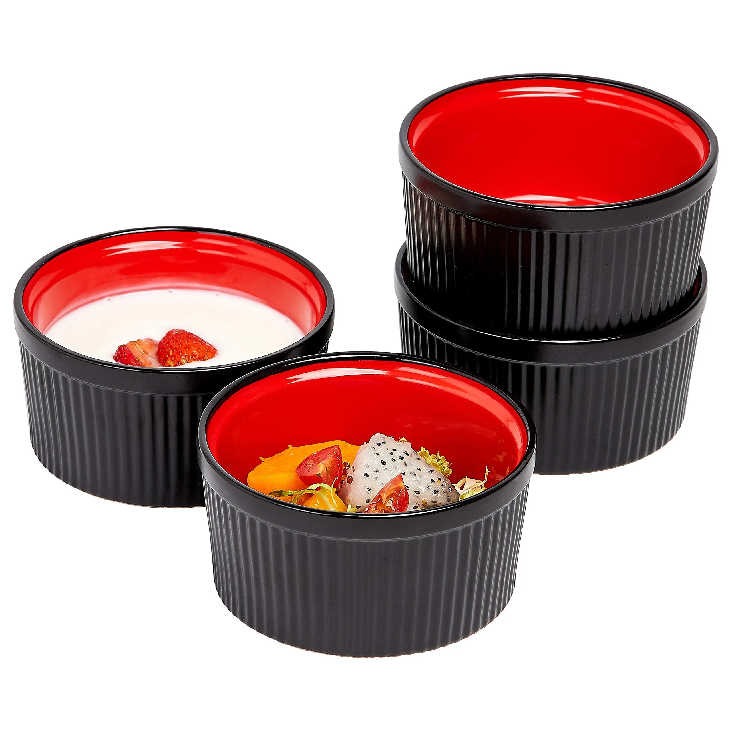 Oven Safe Ceramic Ramekins Souffle Dishes For Souffle, Creme Brulee and Dipping Sauces