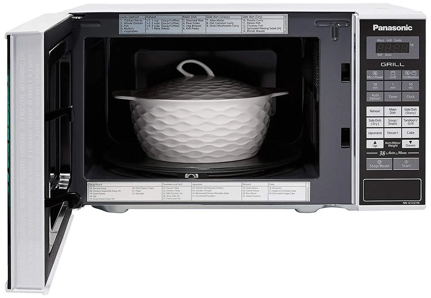 Panasonic NN-GT221WFDG 20L Grill Microwave Oven(White, 38 Auto Cook Menus )