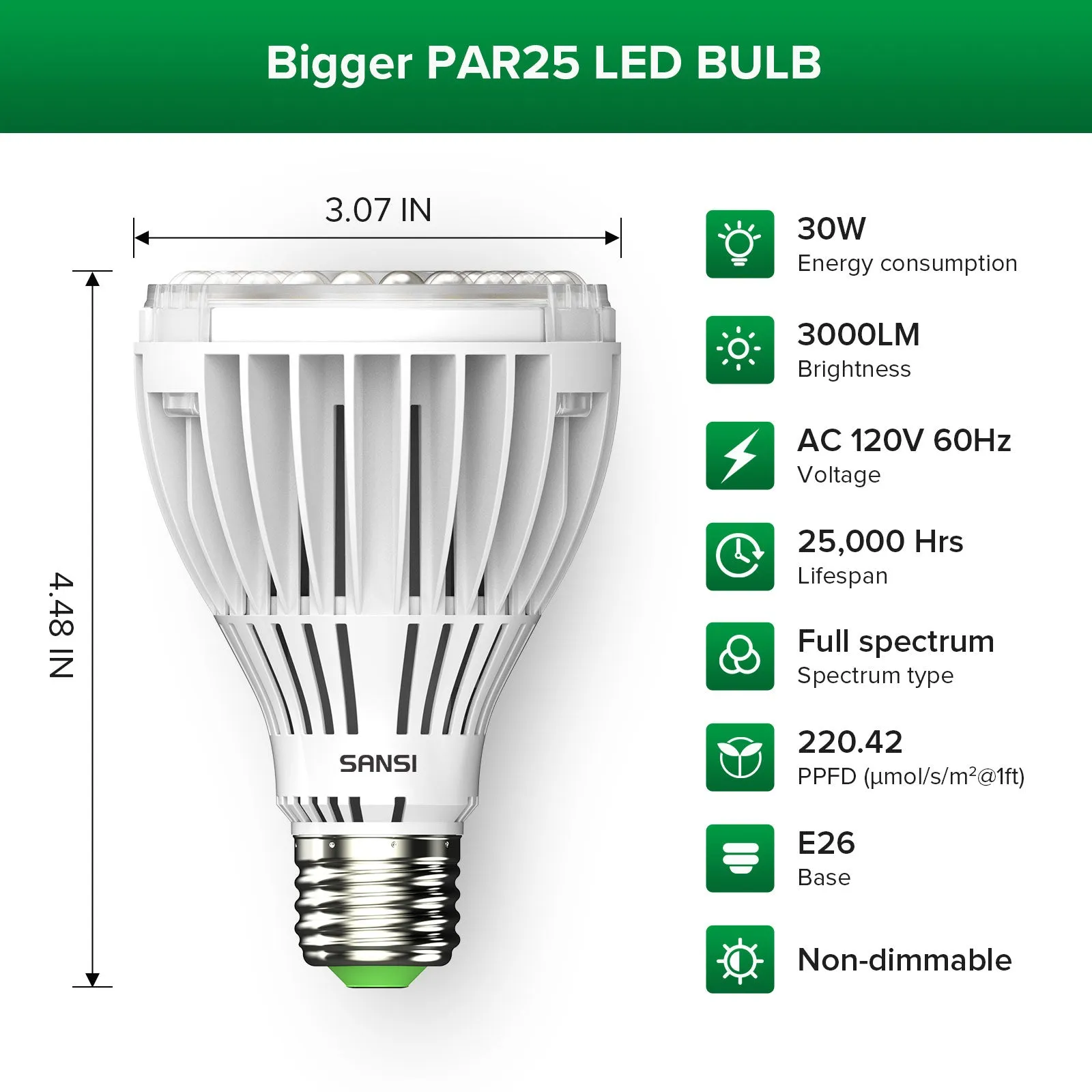 PAR25 30W Led Grow Light Bulb (US ONLY)