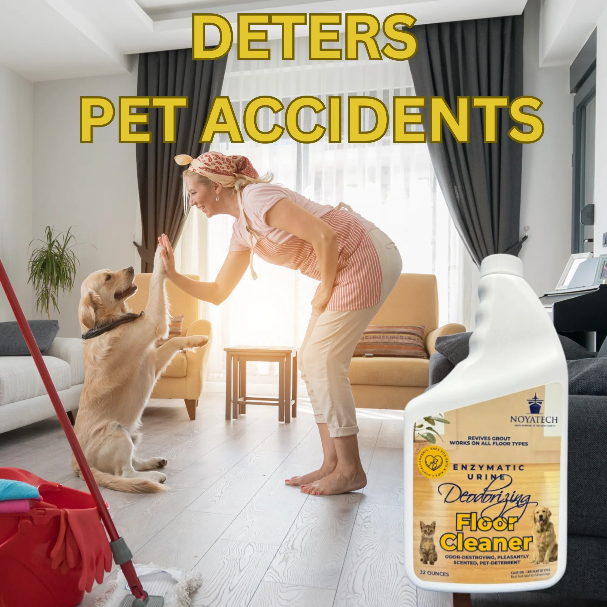 Pet safe deodorizing Enzymatic Floor Cleaner – Deter & Deodorize, Long-Lasting Protection, Safe for Pets & Kids, Non-Toxic, Eco-Friendly.