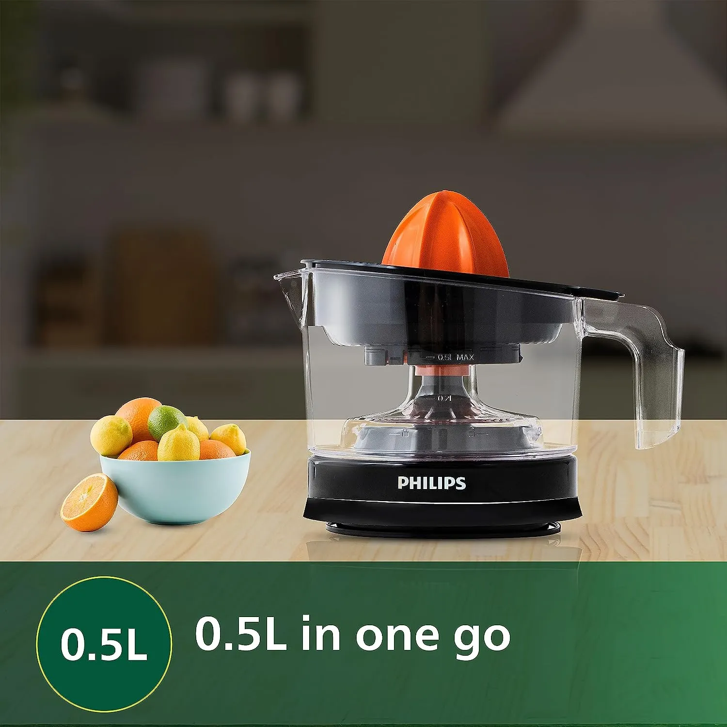 PHILIPS Citrus Press Juicer HR2788/00, Black & Transparent, Medium