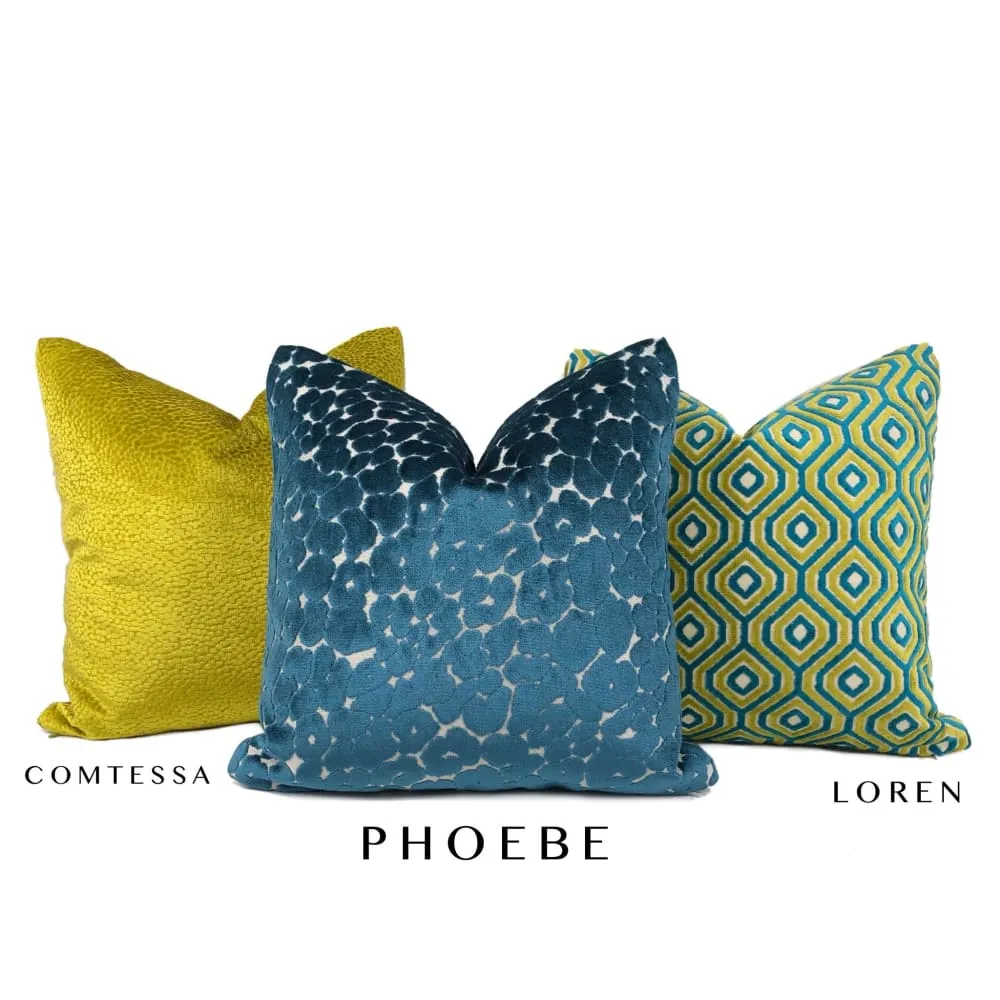 Phoebe Peacock Blue Leopard Velvet Pillow Cover