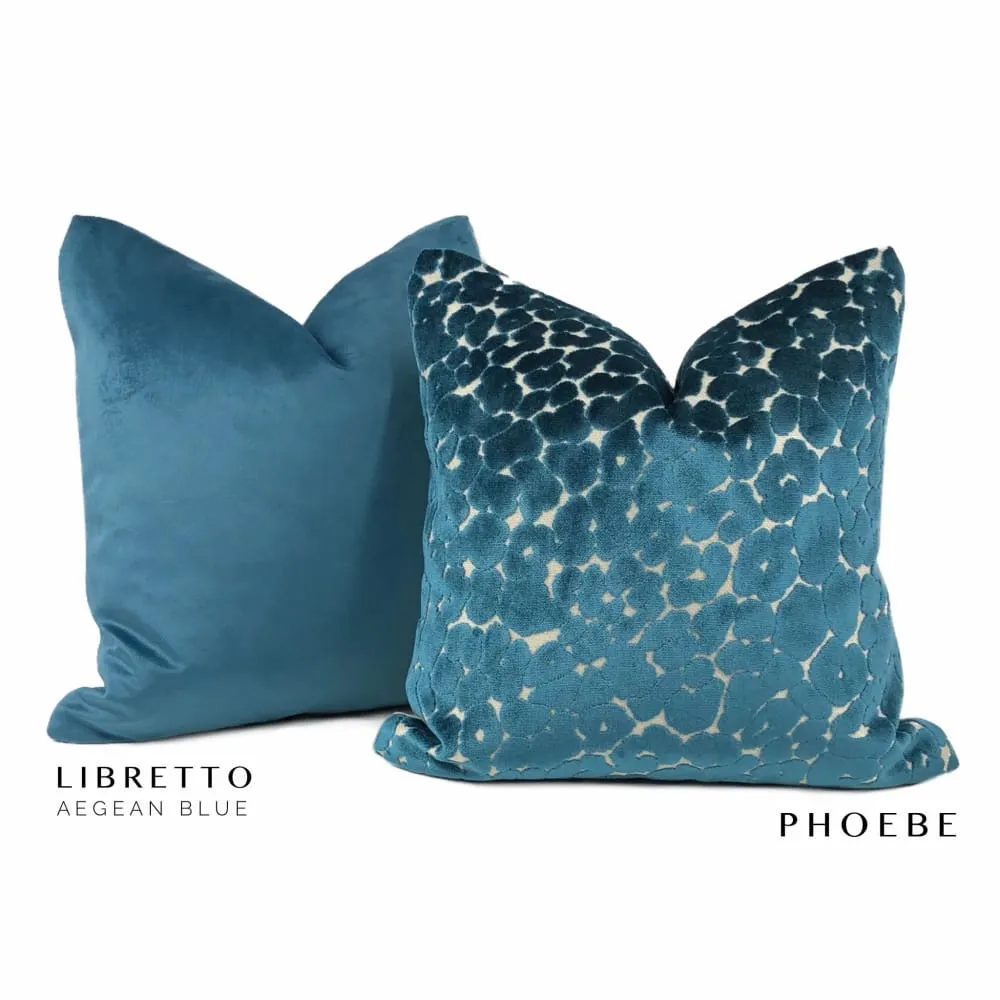 Phoebe Peacock Blue Leopard Velvet Pillow Cover