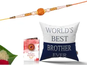 Pillow Rakhi for Brother with Gift - Rakhi with Rakhi Cushion with Filler Greeting Card- Rakhi for Brother, Gifts for Brother, Gifts for Rakhi, Gifts for Rakshabandhan Rakhi Gifts-CH-BRO-31-PB