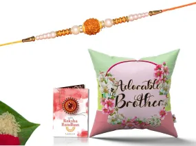 Pillow Rakhi for Brother with Gift - Rakhi with Rakhi Cushion with Filler Greeting Card- Rakhi for Brother, Gifts for Brother, Gifts for Rakhi, Gifts for Rakshabandhan Rakhi Gifts-CH-BRO-35-PB