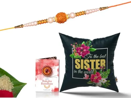 Pillow Rakhi for Brother with Gift - Rakhi with Rakhi Cushion with Filler Greeting Card- Rakhi for Brother, Gifts for Brother, Gifts for Rakhi, Gifts for Rakshabandhan Rakhi Gifts-CH-SIS-24-PB