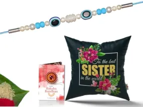 Pillow Rakhi for Brother with Gift - Rakhi with Rakhi Cushion with Filler Greeting Card- Rakhi for Brother, Gifts for Brother, Gifts for Rakhi, Gifts for Rakshabandhan Rakhi Gifts-CH-SIS-24-PC