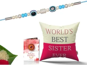 Pillow Rakhi for Brother with Gift - Rakhi with Rakhi Cushion with Filler Greeting Card- Rakhi for Brother, Gifts for Brother, Gifts for Rakhi, Gifts for Rakshabandhan Rakhi Gifts-CH-SIS-31-PC