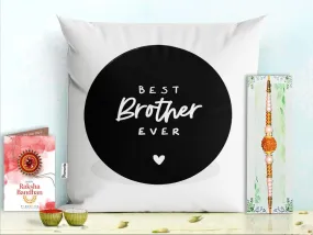 Pillow Rakhi for Brother with Gift - Rakhi with Rakhi Cushion with Filler Greeting Card- Rakhi for Brother, Gifts for Brother, Gifts for Rakhi, Gifts for Rakshabandhan Rakhi Gifts-PB-CU-10