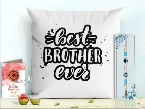 Pillow Rakhi for Brother with Gift - Rakhi with Rakhi Cushion with Filler Greeting Card- Rakhi for Brother, Gifts for Brother, Gifts for Rakhi, Gifts for Rakshabandhan Rakhi Gifts-PC-CU-01