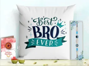 Pillow Rakhi for Brother with Gift - Rakhi with Rakhi Cushion with Filler Greeting Card- Rakhi for Brother, Gifts for Brother, Gifts for Rakhi, Gifts for Rakshabandhan Rakhi Gifts-PC-CU-22