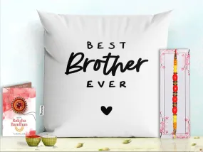 Pillow Rakhi for Brother with Gift - Rakhi with Rakhi Cushion with Filler Greeting Card- Rakhi for Brother, Gifts for Brother, Gifts for Rakhi, Gifts for Rakshabandhan Rakhi Gifts-PD-CU-12