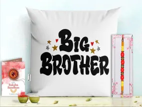 Pillow Rakhi for Brother with Gift - Rakhi with Rakhi Cushion with Filler Greeting Card- Rakhi for Brother, Gifts for Brother, Gifts for Rakhi, Gifts for Rakshabandhan Rakhi Gifts-PD-CU-13