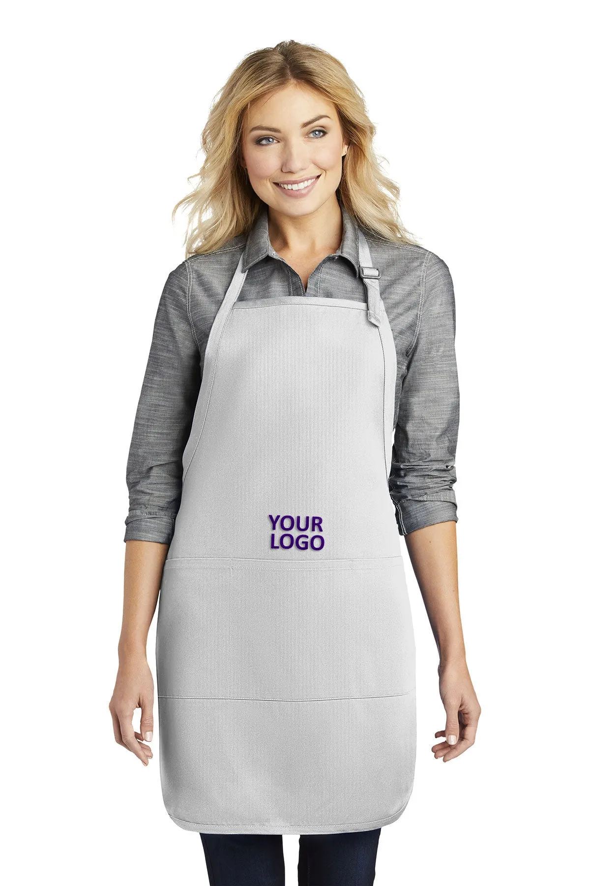 Port Authority Easy Care Full-Length Branded Aprons with Stain Release, White