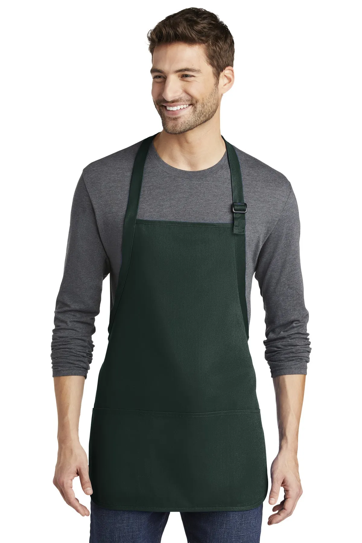 Port Authority Medium-Length Custom Aprons with Pouch Pockets, Hunter