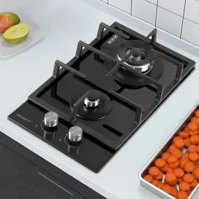 Powerful Gas Cooktop 2 Burners, Glass Surface - Devanti