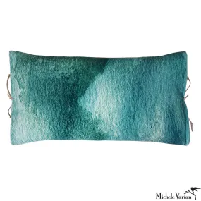 Printed Velvet Pillow Smudge Jade 12x22