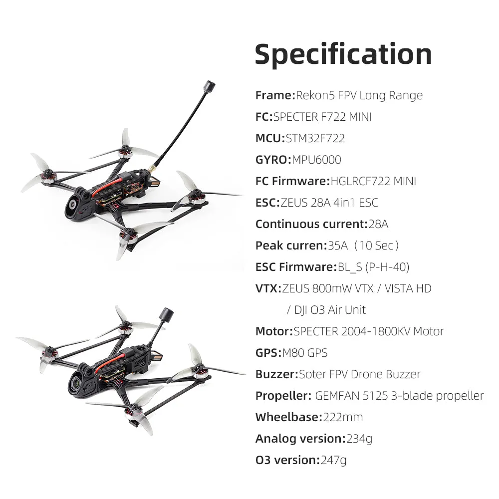 Rekon 5 Mini Long Range Quad Analog / Digital Version