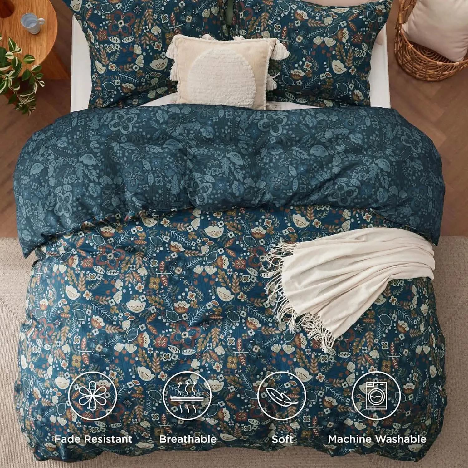 Reversible Floral Duvet Cover Set