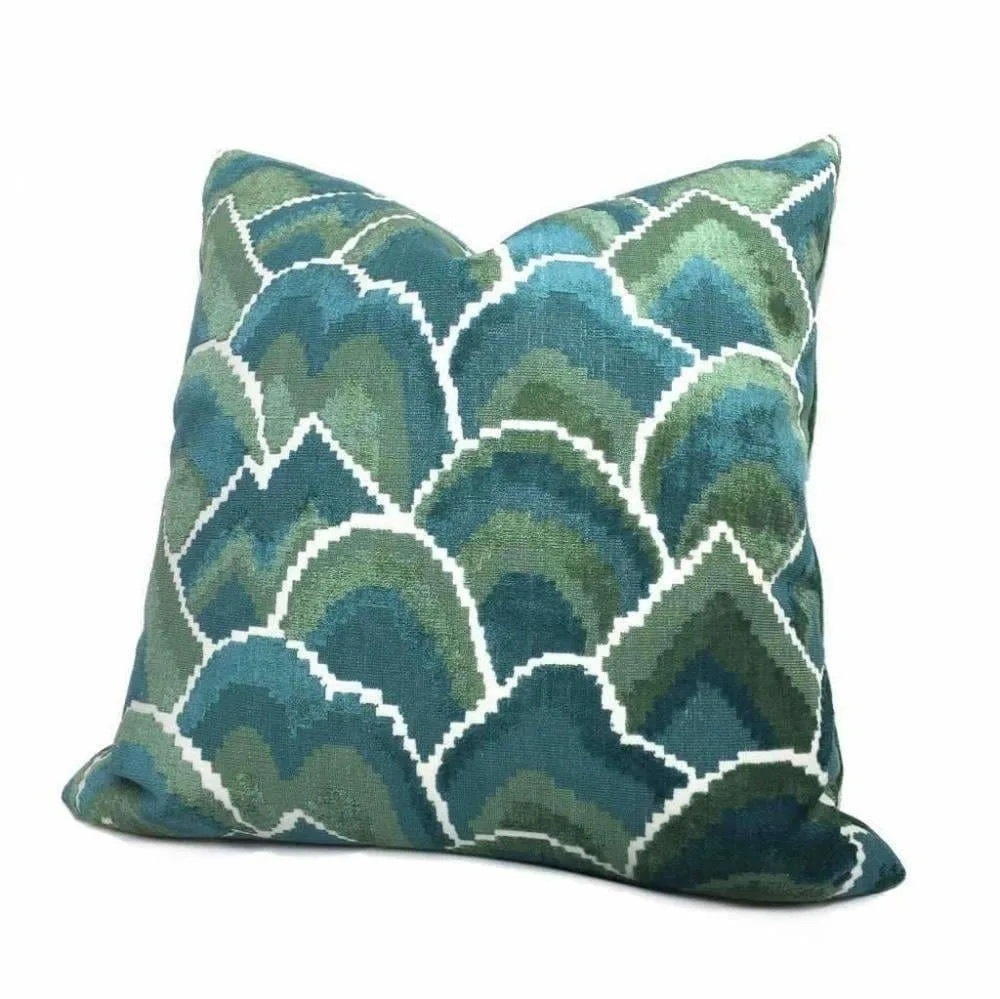 Robert Allen Madcap Cottage Cloud Club Marrakech Green Teal Velvet Pillow Cover