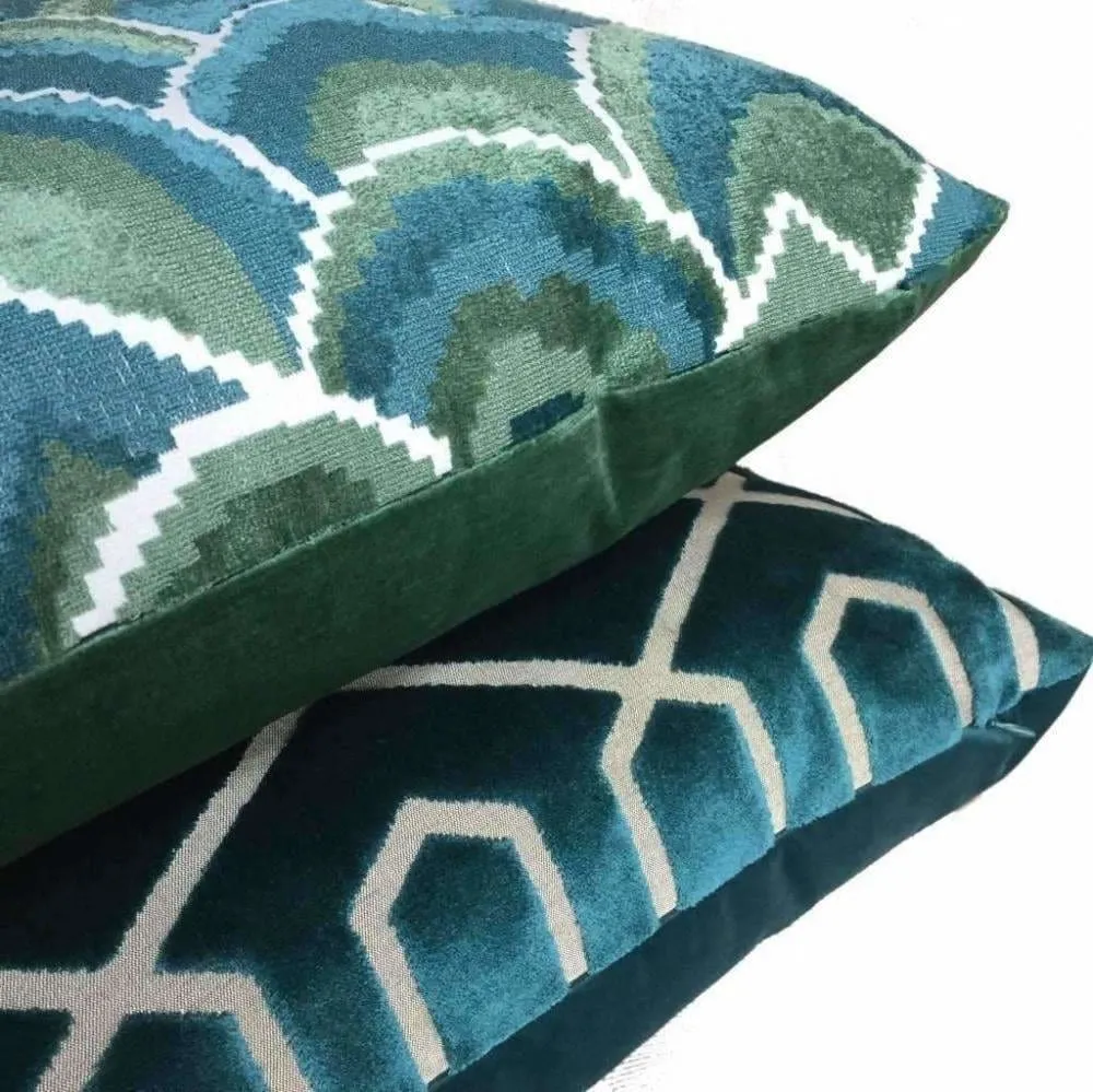 Robert Allen Madcap Cottage Cloud Club Marrakech Green Teal Velvet Pillow Cover