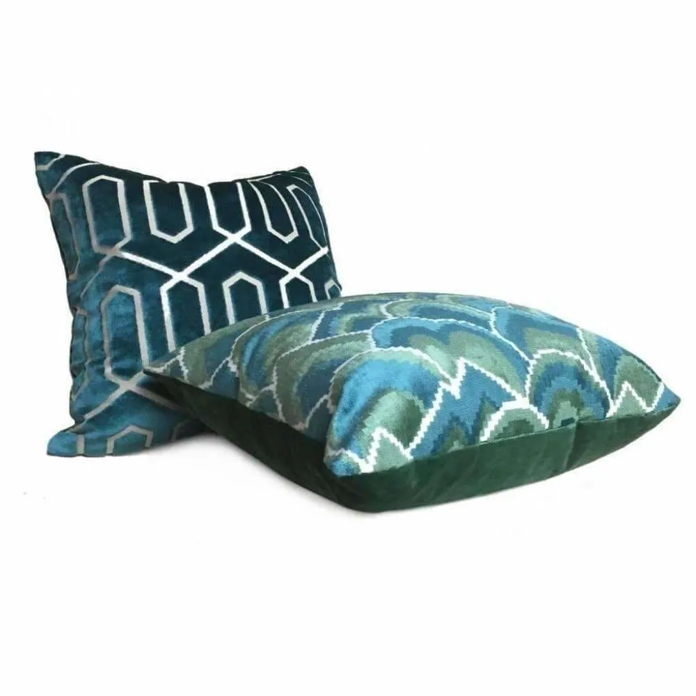 Robert Allen Madcap Cottage Cloud Club Marrakech Green Teal Velvet Pillow Cover