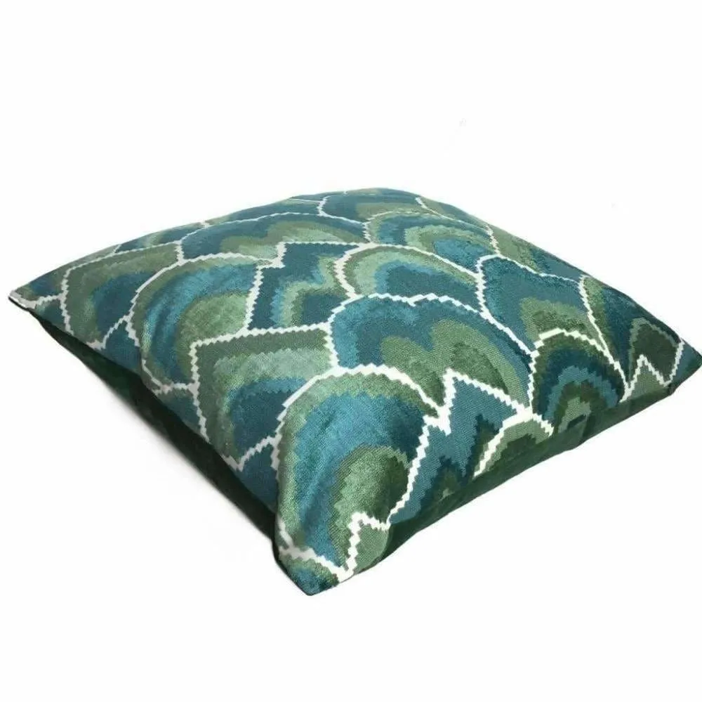 Robert Allen Madcap Cottage Cloud Club Marrakech Green Teal Velvet Pillow Cover