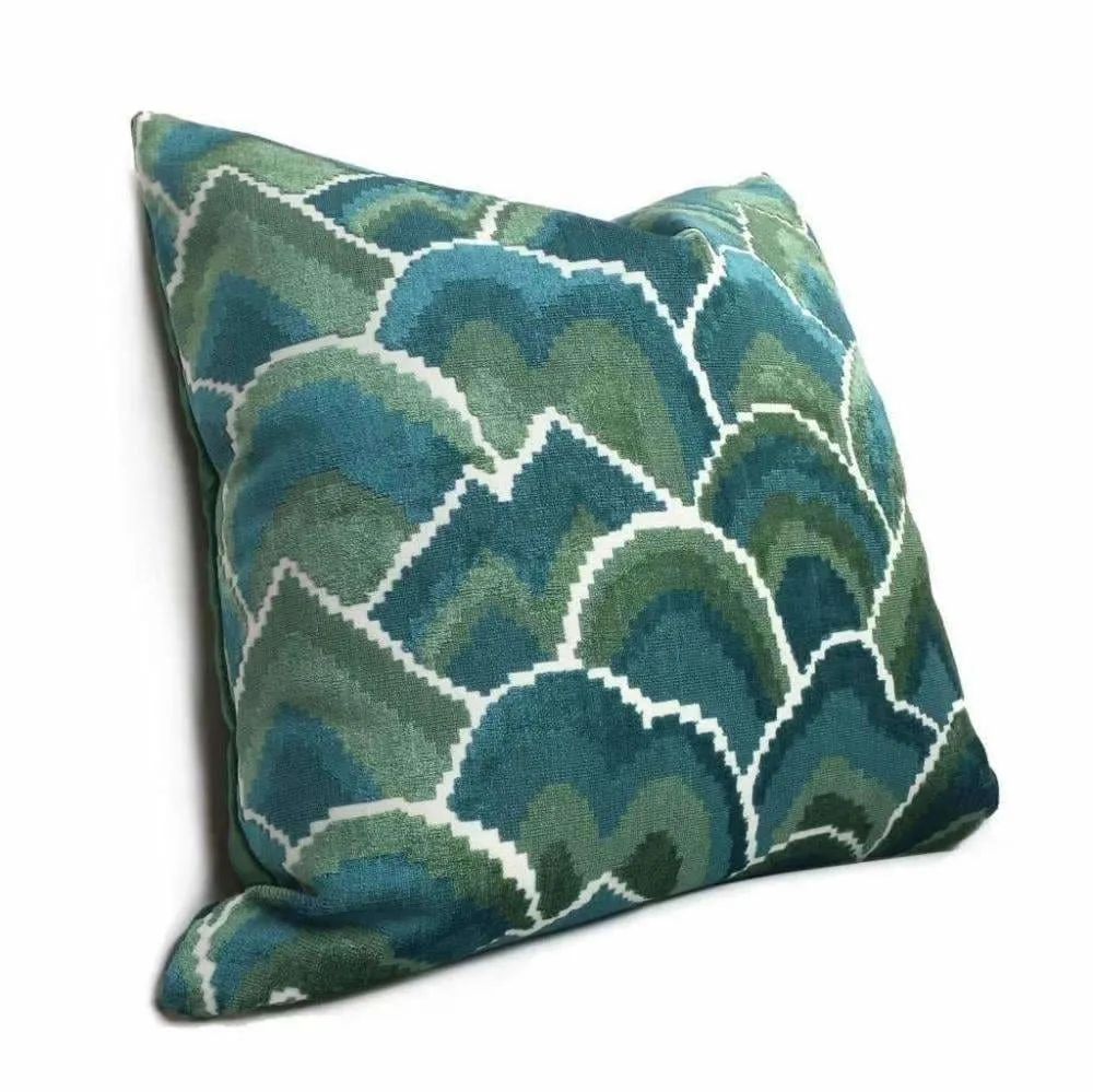 Robert Allen Madcap Cottage Cloud Club Marrakech Green Teal Velvet Pillow Cover