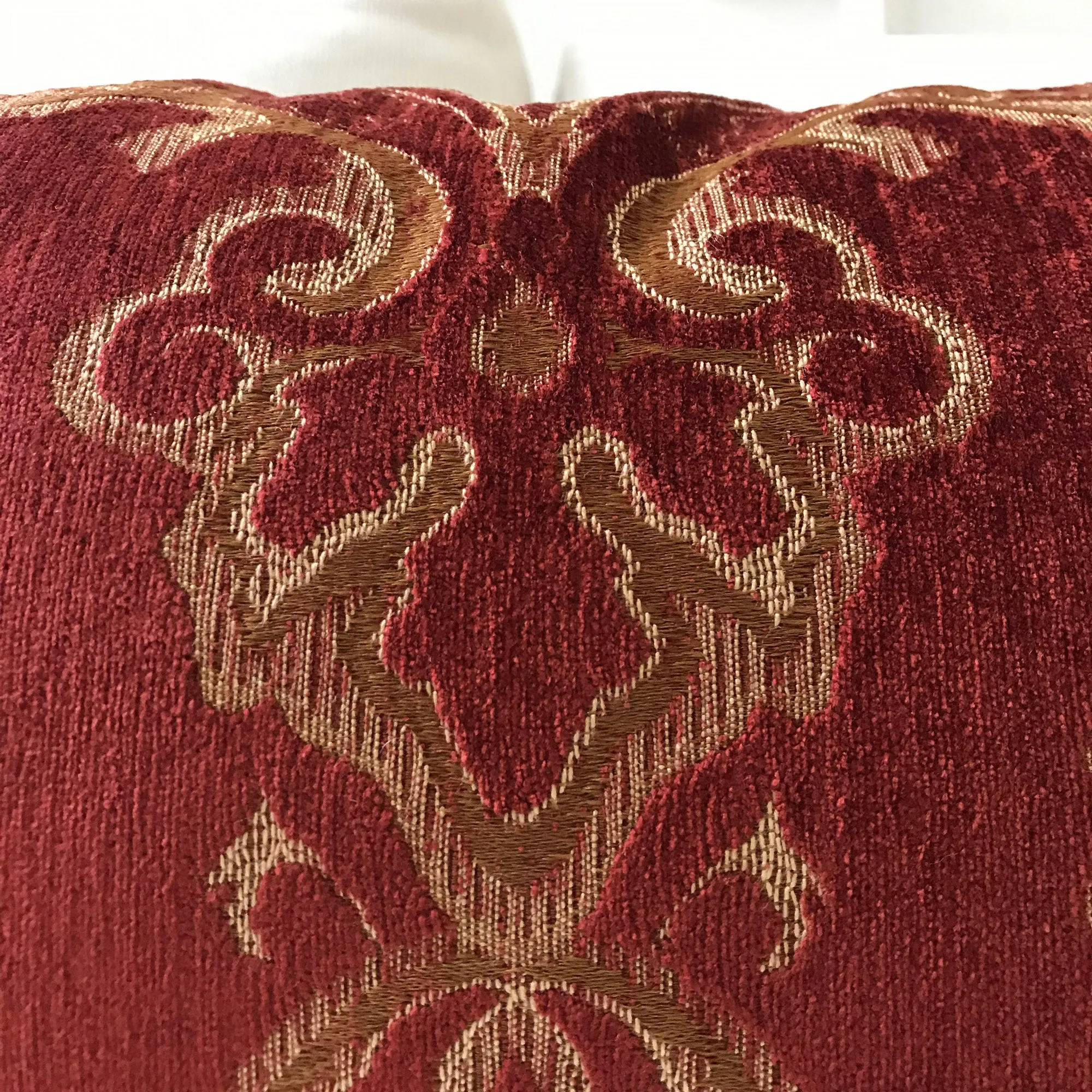 Ruby Red Traditional Damask Lumbar Pillow Cover 13x22