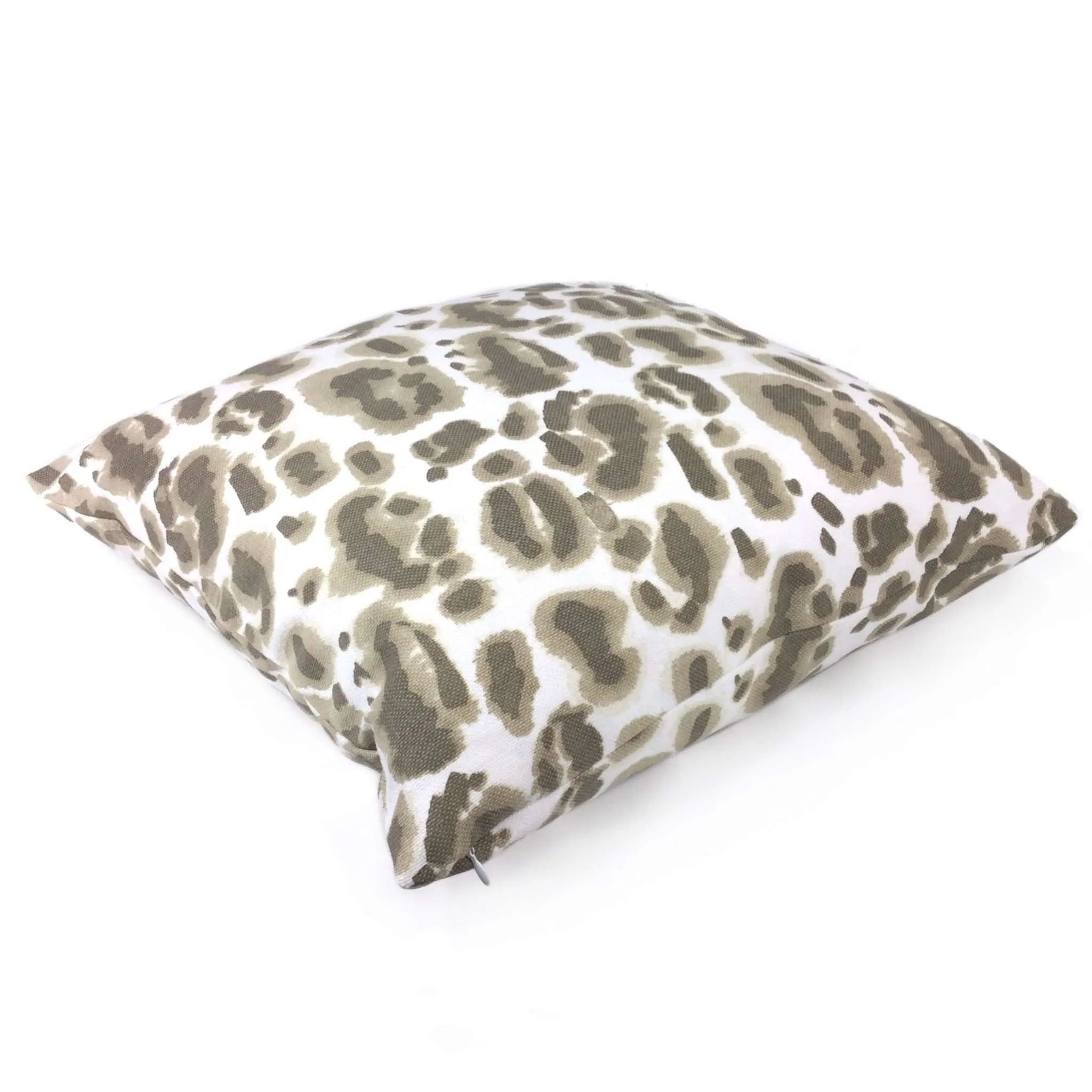 Sand Beige Brown & White Basketweave Leopard Print Pillow Cover (Lacefield Designs Fabric)