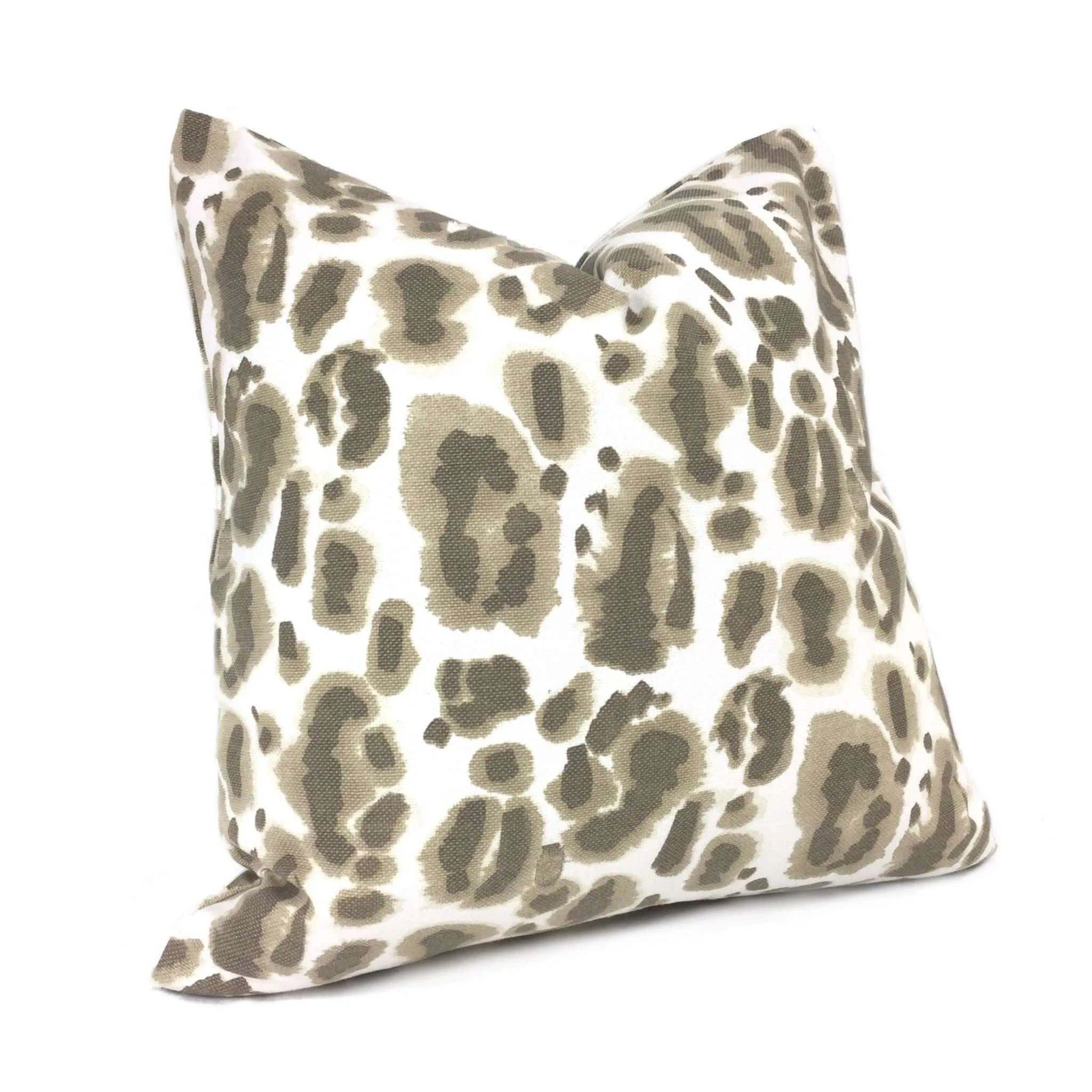 Sand Beige Brown & White Basketweave Leopard Print Pillow Cover (Lacefield Designs Fabric)