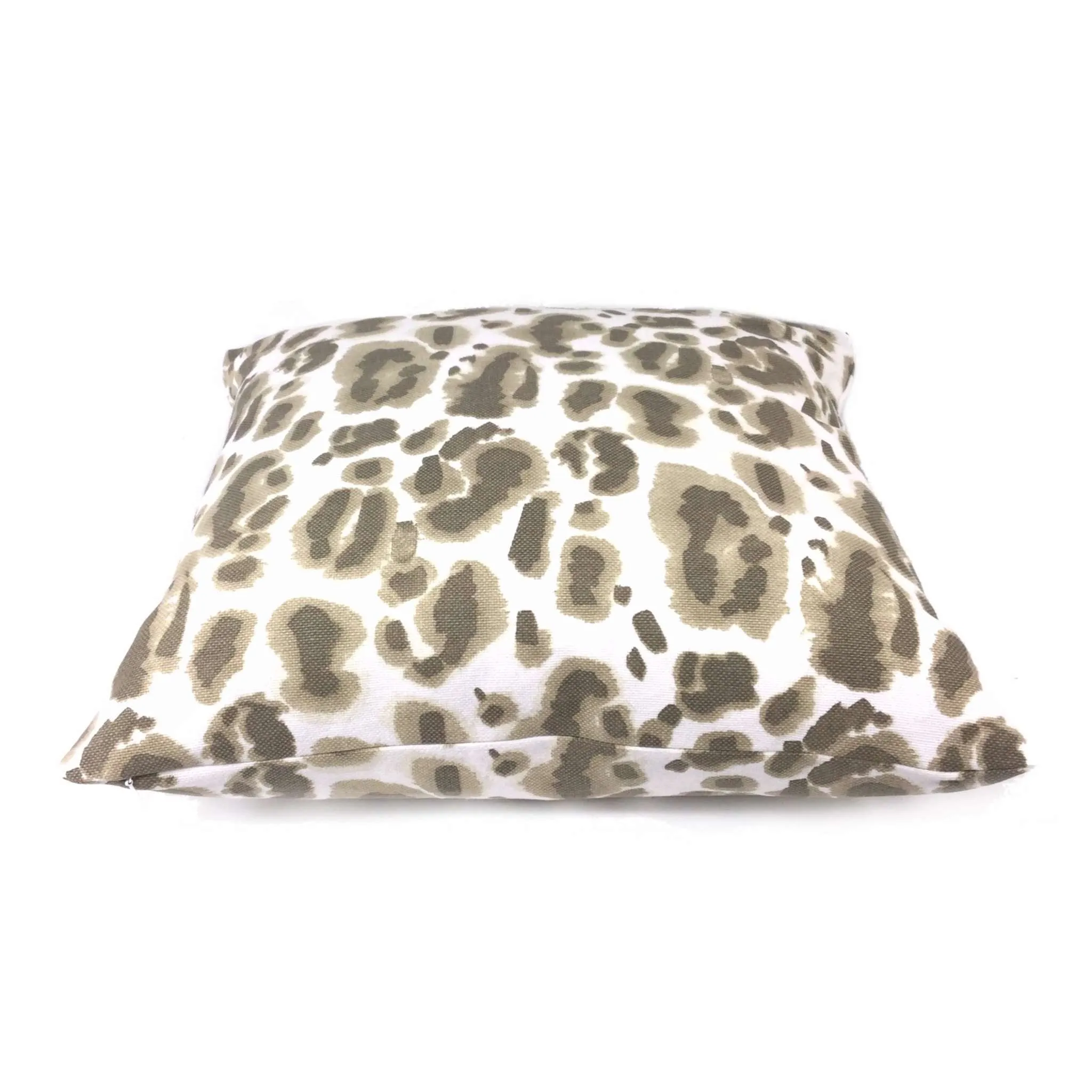 Sand Beige Brown & White Basketweave Leopard Print Pillow Cover (Lacefield Designs Fabric)