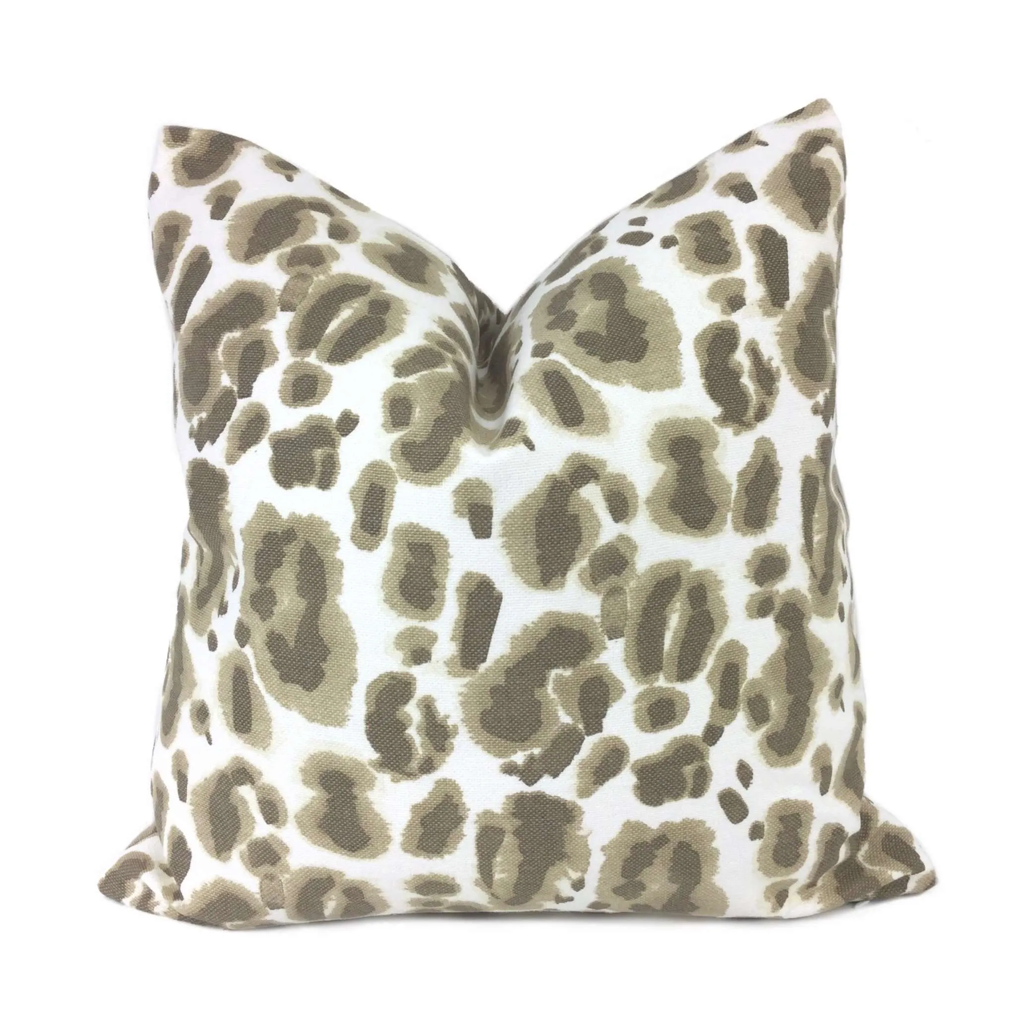 Sand Beige Brown & White Basketweave Leopard Print Pillow Cover (Lacefield Designs Fabric)