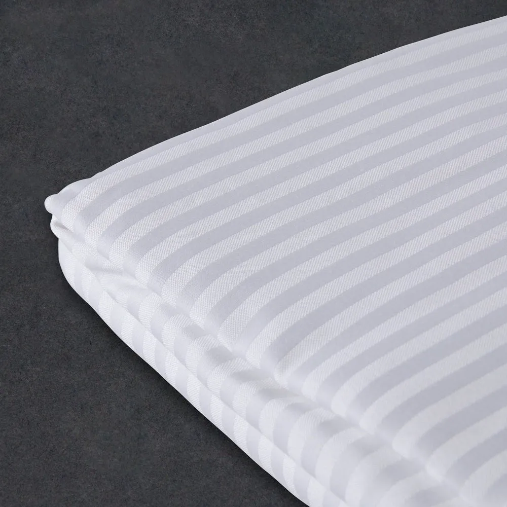 Satin Stripe Duvet Cover - 300 TC White