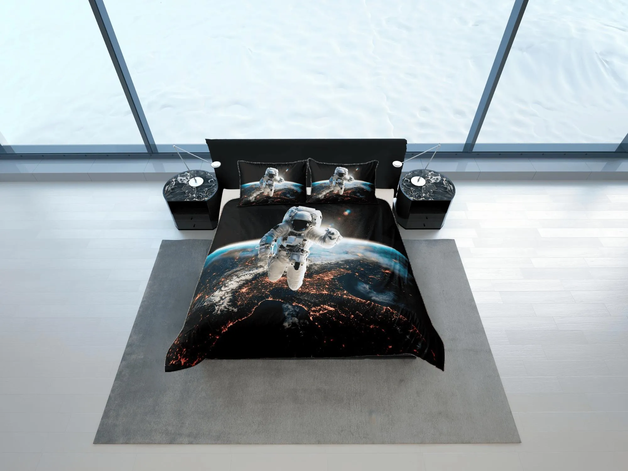 Sci Fi Galaxy Space Astronaut Duvet Cover Set Bedspread Kids Bedding & Pillowcase