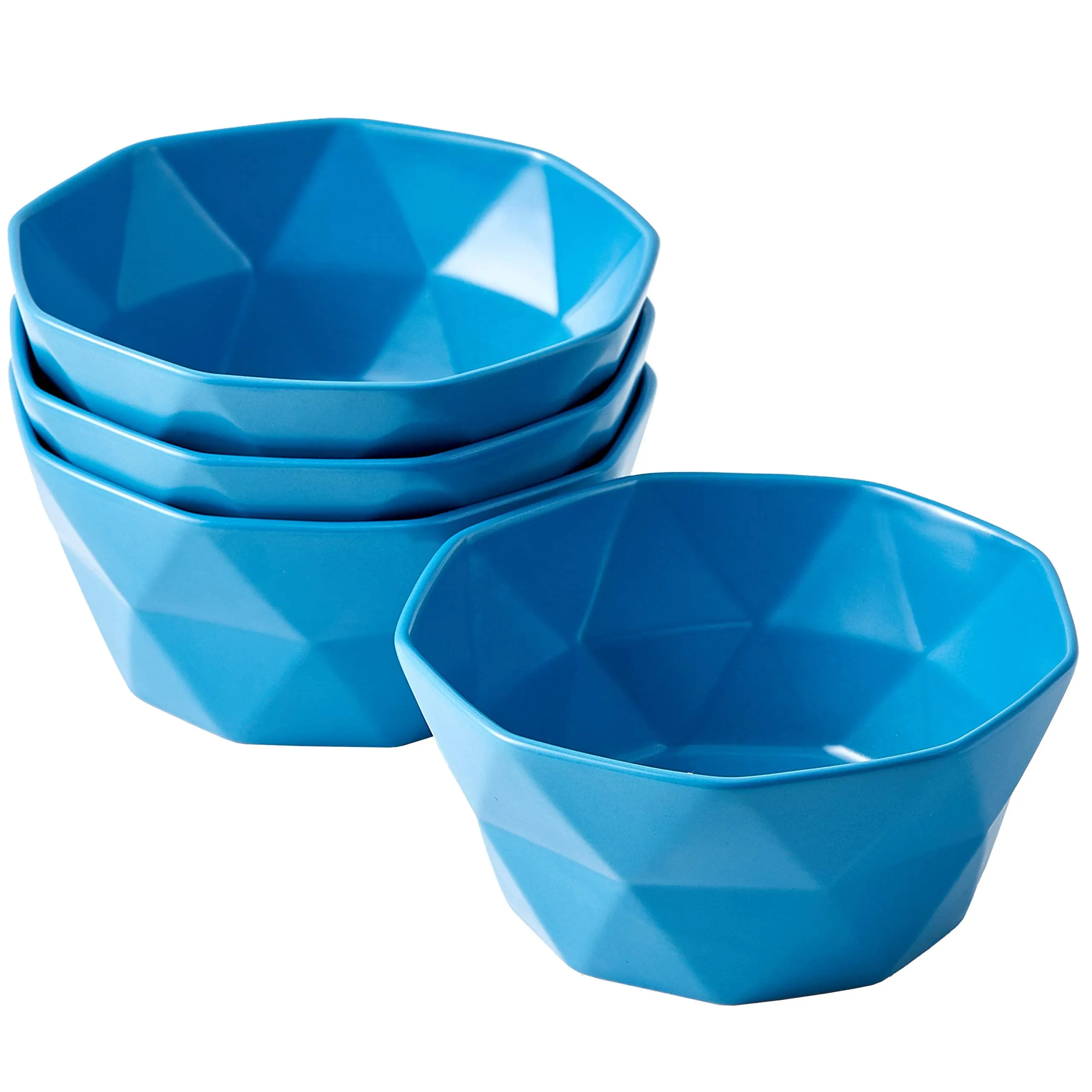 Set of 4 Geometric 30 Ounce Soup Bowls - Elegant Stackable Ceramic Bowls for Kitchen