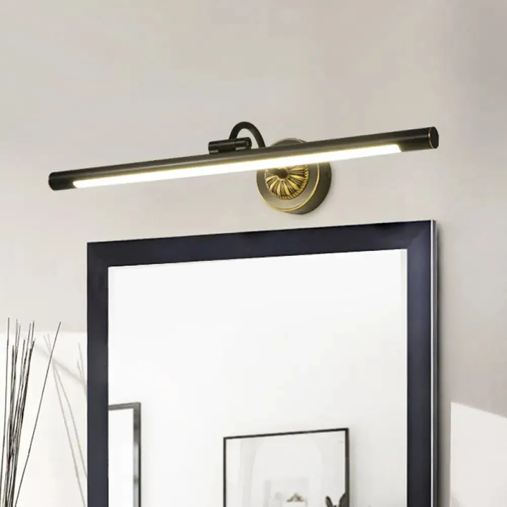 Sleek Black/Gold Vanity Light Fixture - Simplicity Streamlined Design - LED Wall Lighting for Dressing Table