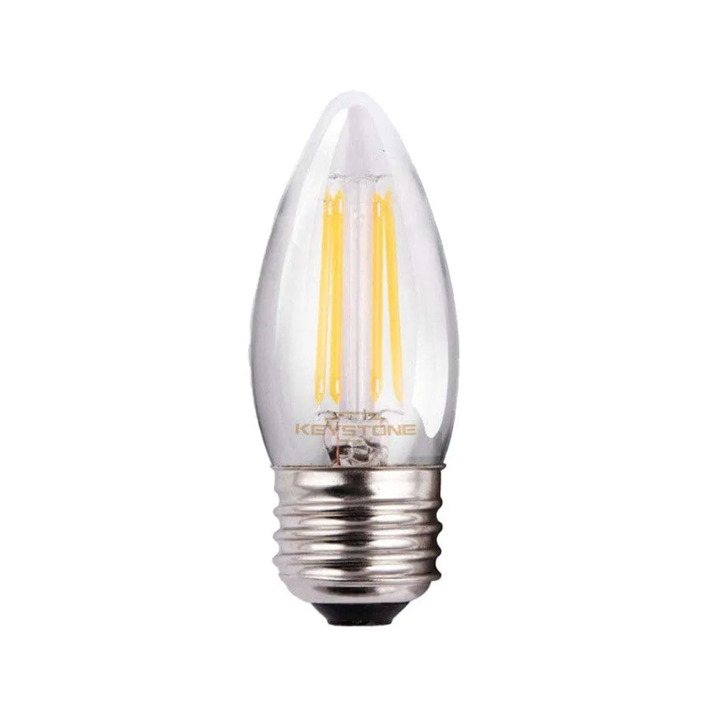 Straight Tip Chandelier Filament bulb, 60W Equivalent, B11 shape, E26 Medium base, 2700K, 90 CRI , Clear