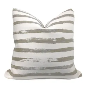 Sunbrella Gray Taupe Brushstroke Stripe Indoor Outdoor Pillow Cover (Performance fabric)