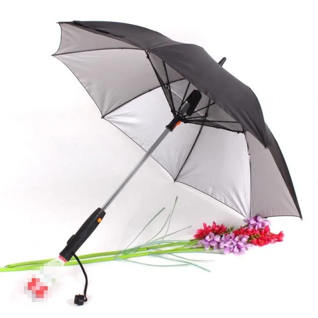 Sunshade And Rain Umbrella With Rechargeable Water Spray Fan And UV Ray Protection