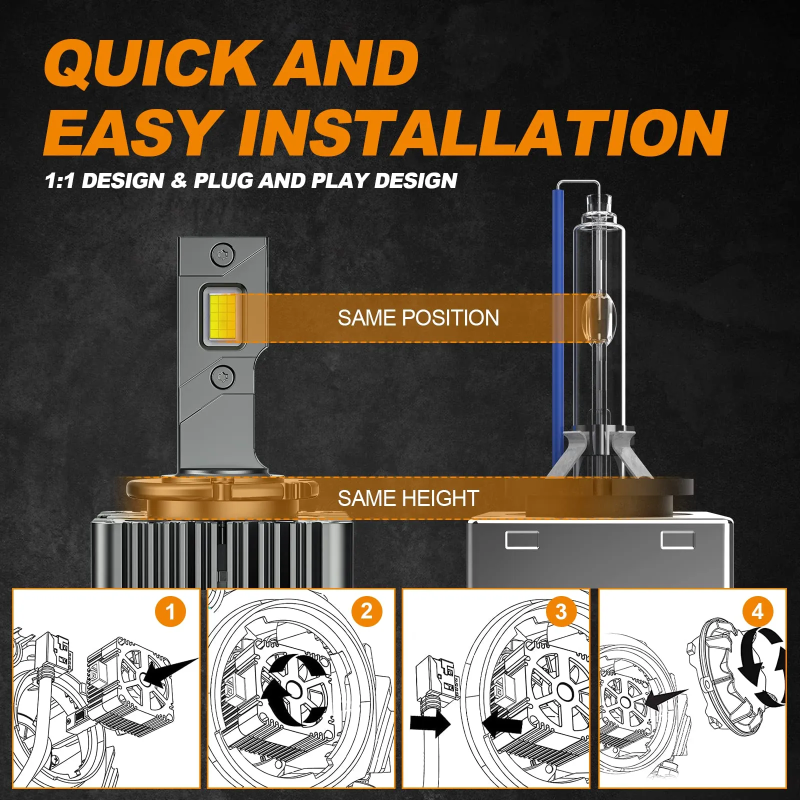 SUPAREE D1C D1S D1R LED Headlight Bulbs 80W Bright LED Conversion Kits