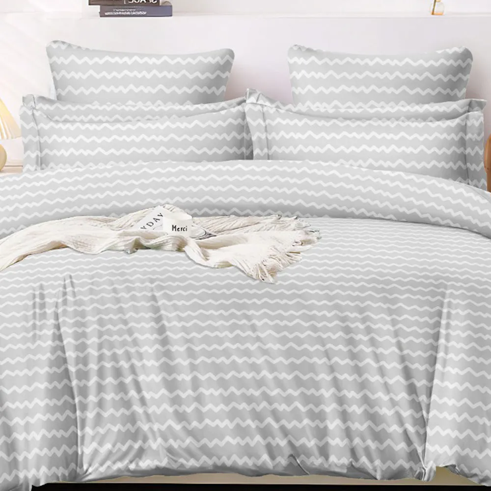 Super Soft Wave Grey Design Cosy Comforter Set (4 pc Set, king Size)