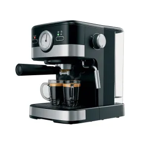 Swan Espresso Maker with 4 Double Wall Espresso Glasses