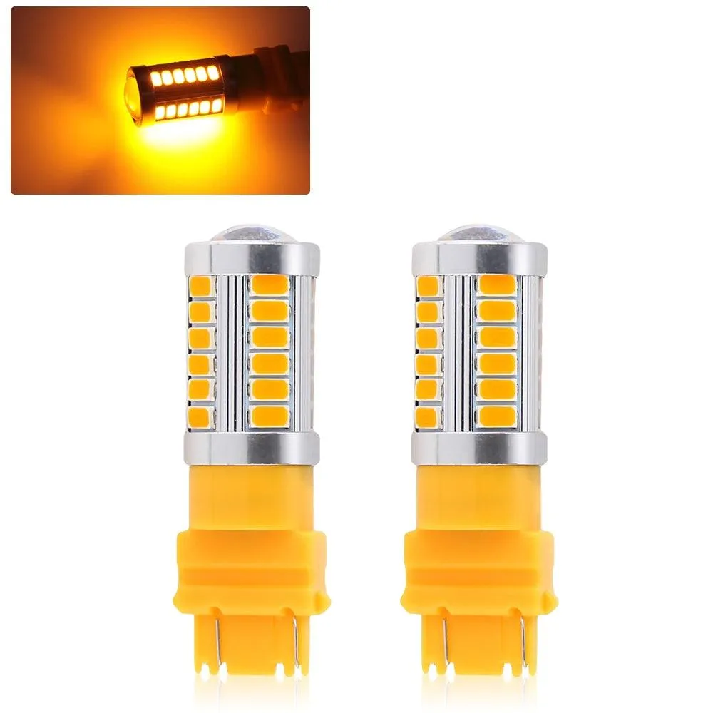 T25 3157 3156 LED Turn Signal Light Rear/Front, Side Maker Light Bulbs 20W 4000LM 3500K Amber 33LED Series | 2 Bulbs