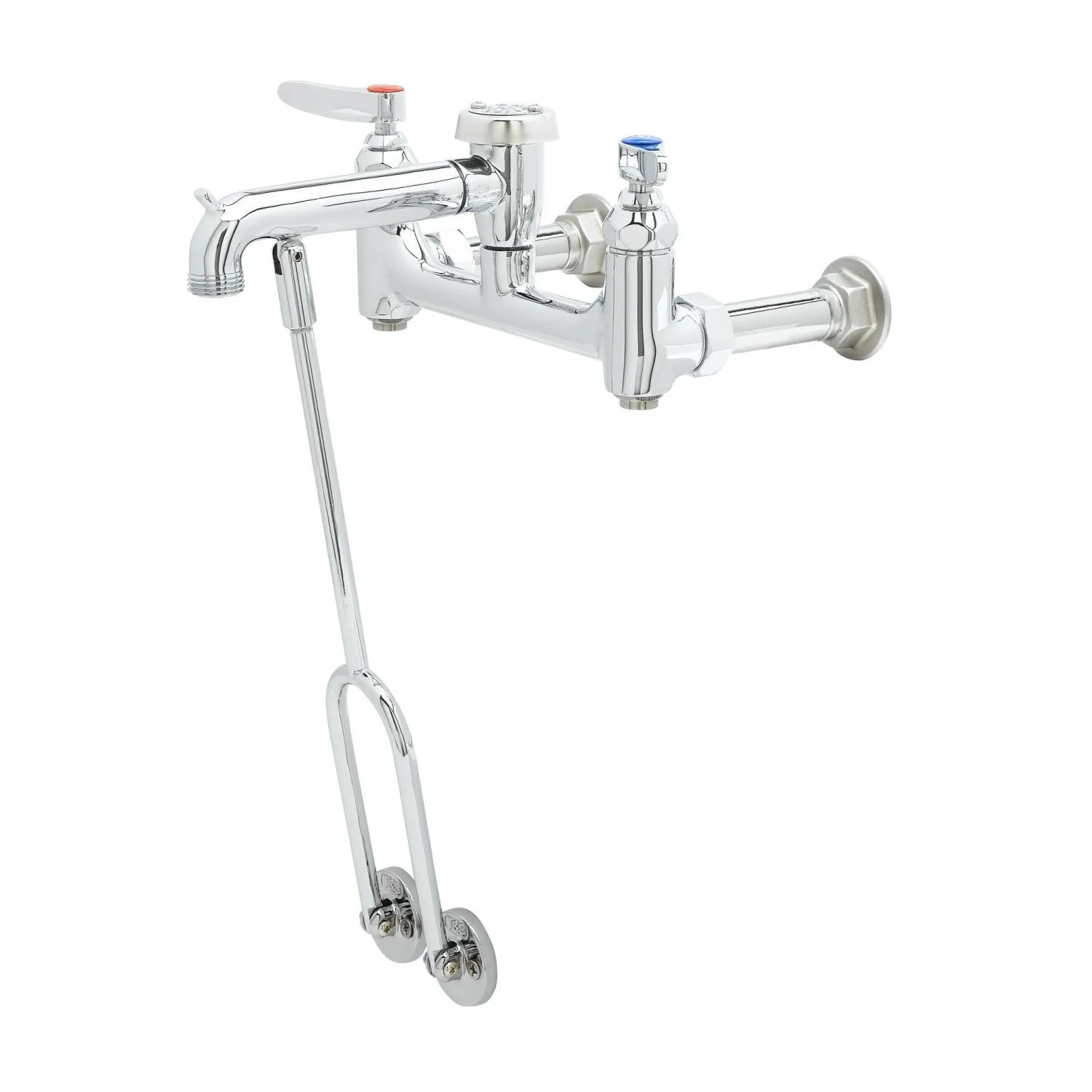 T&S Brass B-0655-BSTP Service Sink Faucet, Wall Mount, 8" Centers, Built-In Stops, Vacuum Breaker, Polished